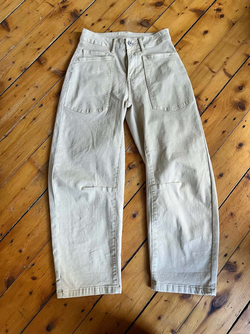 Barrel Leg Utility Pocket Pants Size 4 Beige Cotton Blend Gorpcore